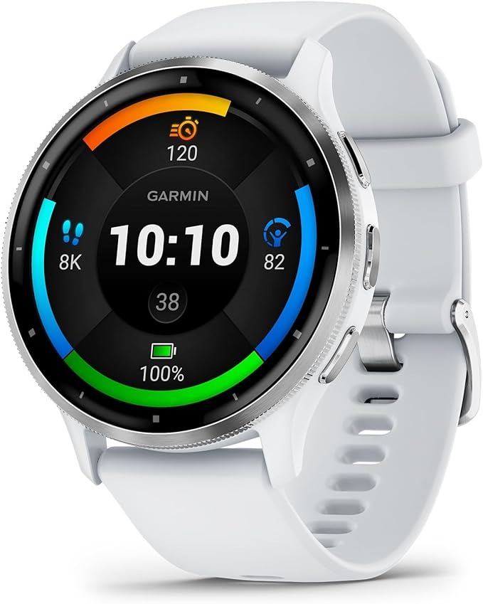 Garmin Venu 3 Silver Stainless Steel Bezel 1.4-Inch AMOLED Touchscreen Display Smart Watch