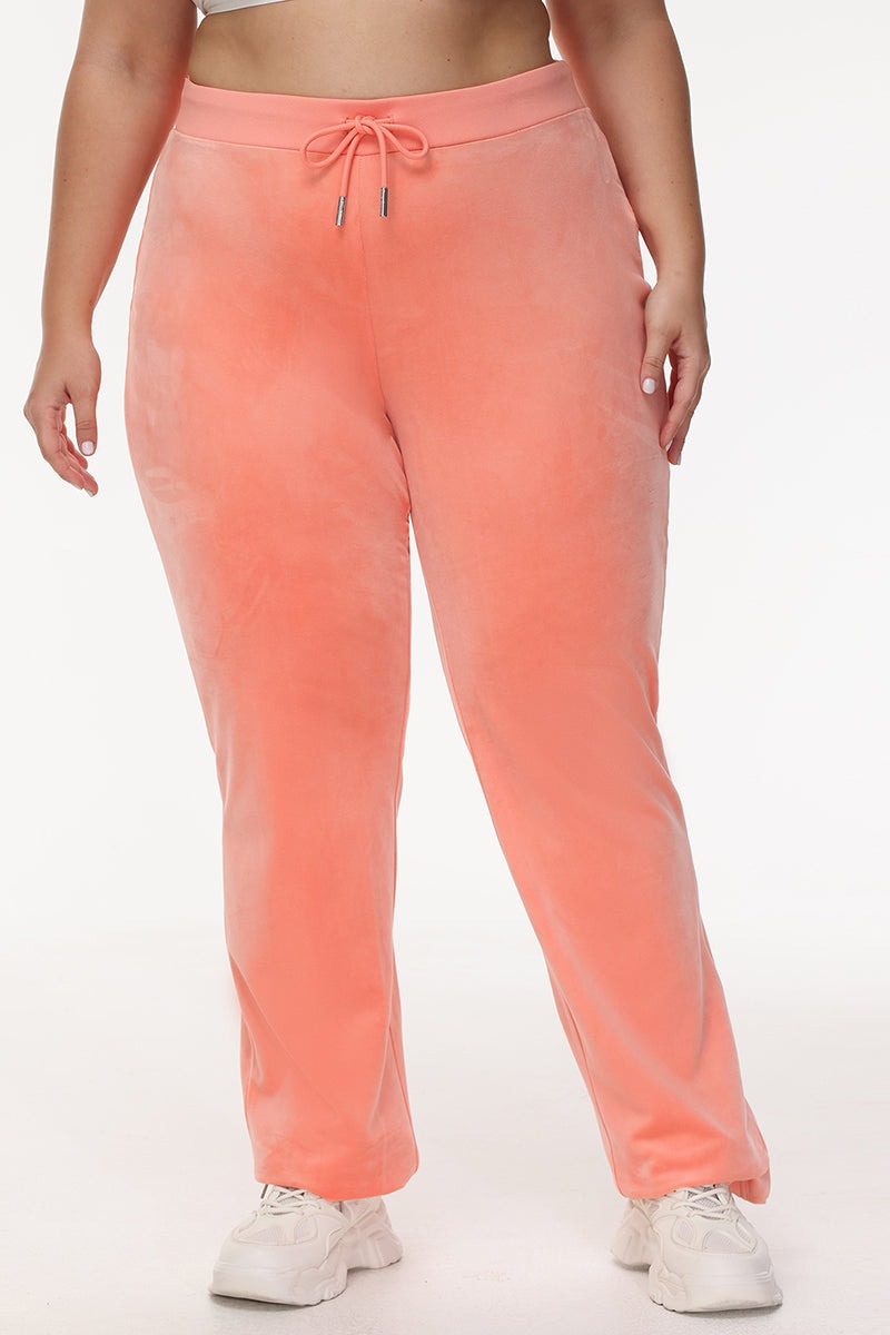 Juicy Couture PLUS-SIZE OG BIG BLING VELOUR TRACK PANTS - Guava