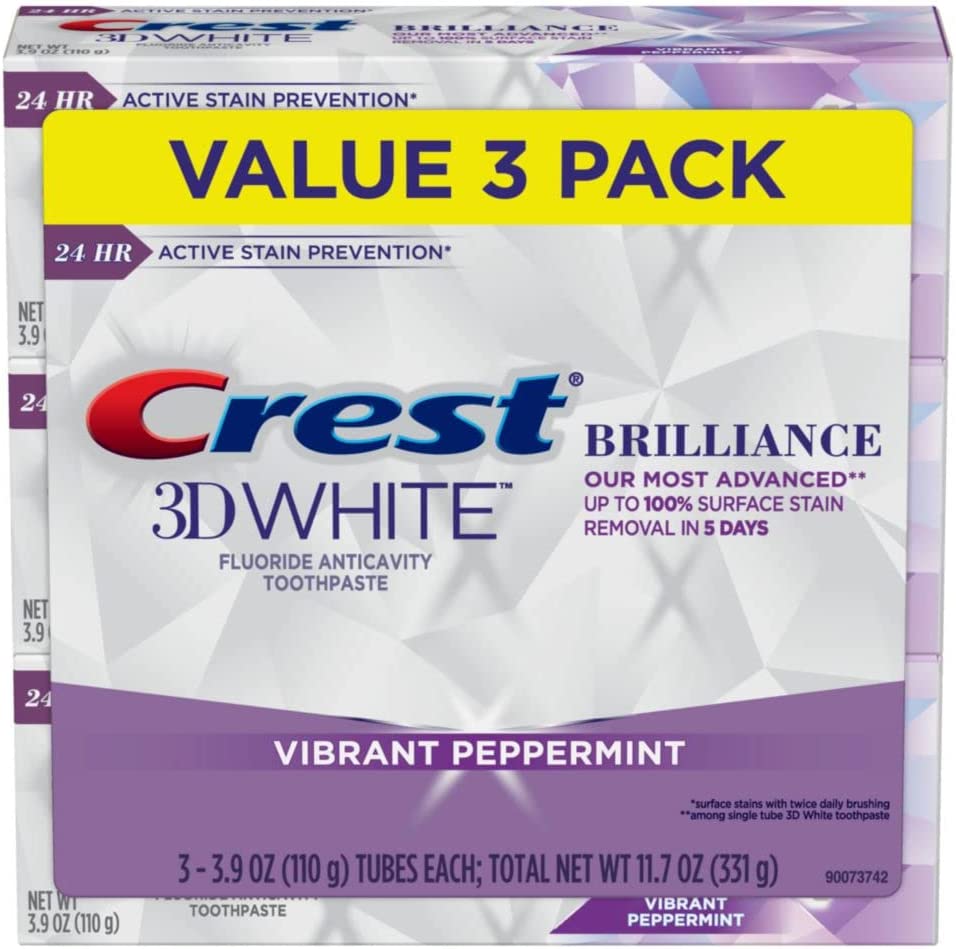 Crest 3D White Brilliance Toothpaste - 3.9 Oz - 3'lü Paket-0