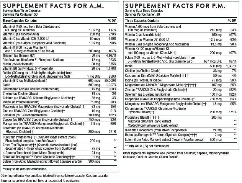 Thorne Research - Multi-Vitamin Elite A.M. and P.M. - 180 Tablet-2