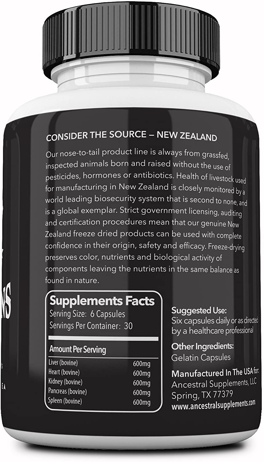 Ancestral Supplements Grass Fed Beef Organs - 180 Tablet-2
