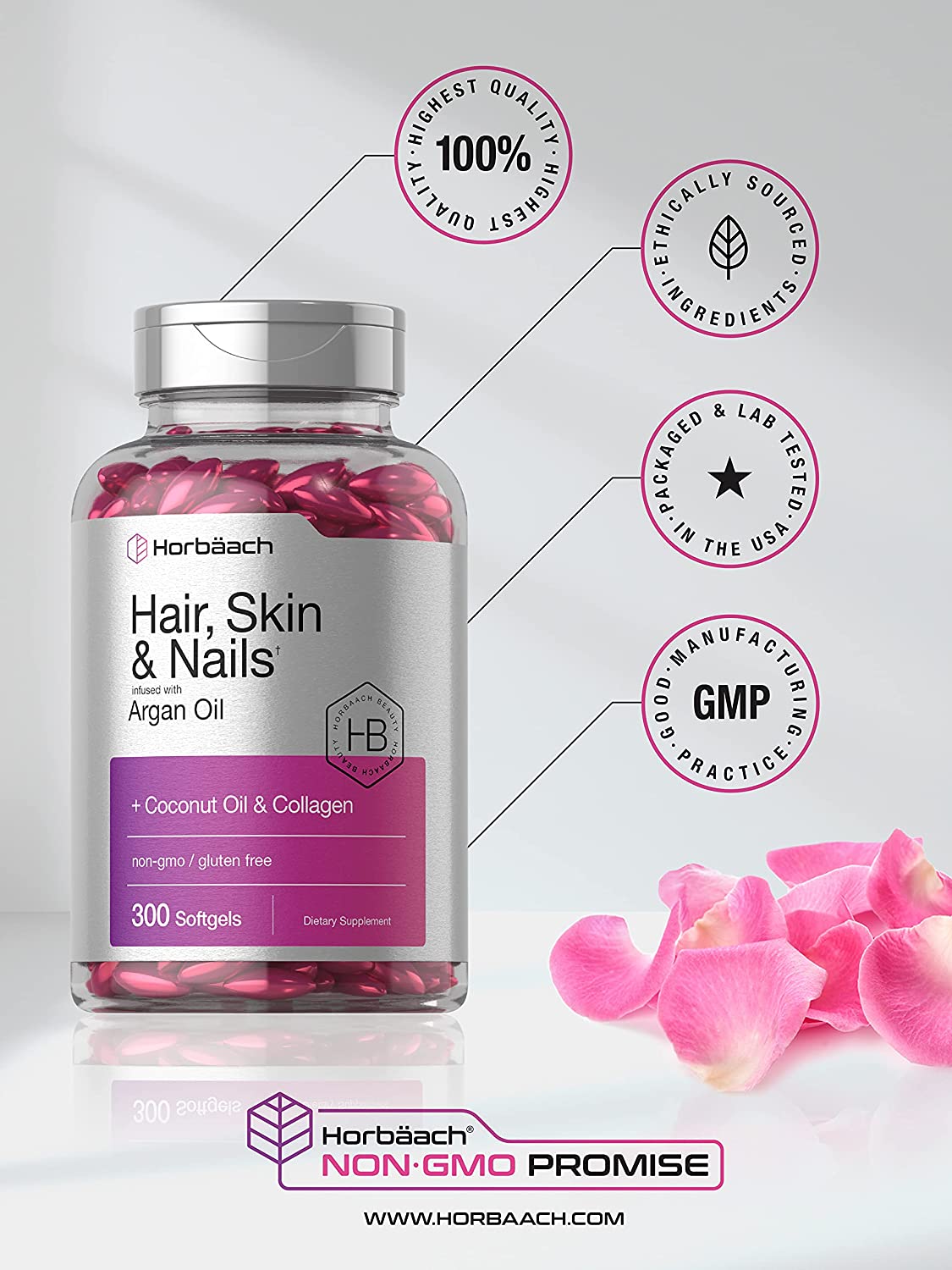 Horbaach Hair Skin and Nails Vitamins - 300 Tablet-1
