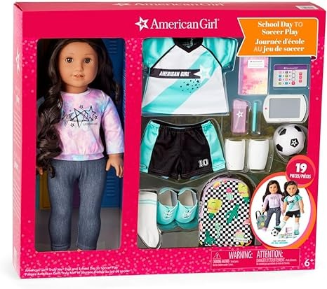 American Girl Truly Me 18 Inch Doll 82 & School Day to Soccer Play Playset with Supplies-2