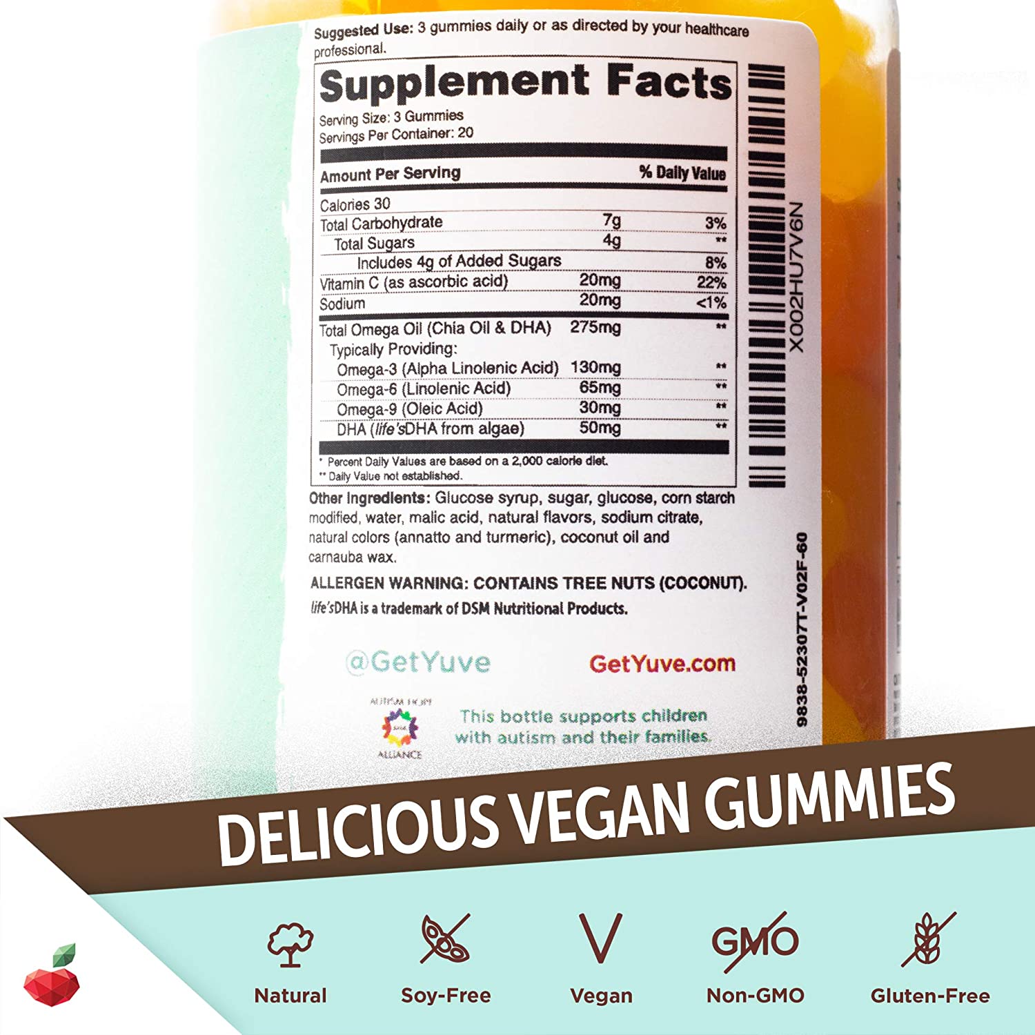 Yuve Vegan Omega 3-6-9 DHA Gummies - 60 Tablet