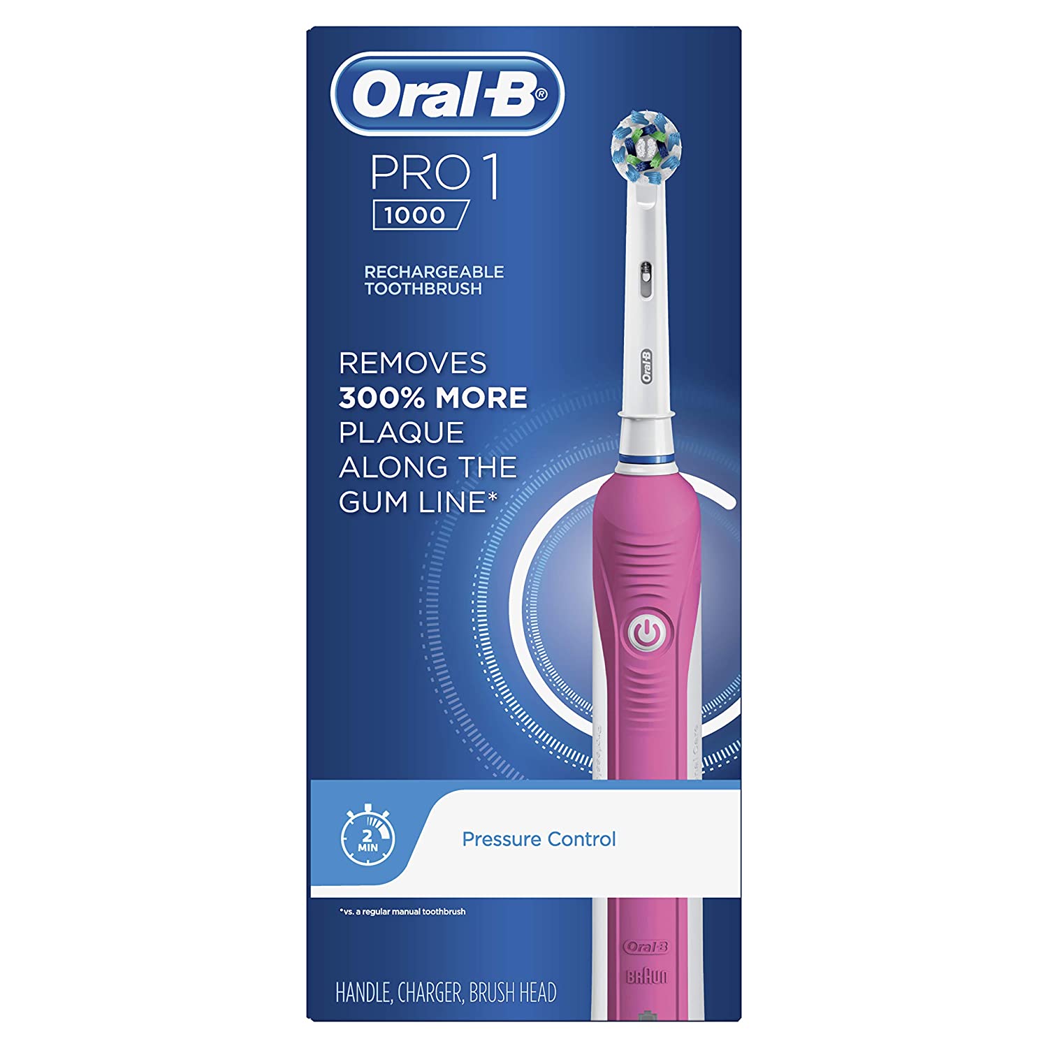 Oral-B Pro 1000 CrossAction Electric Toothbrush - Pink-3