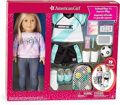American Girl Truly Me 18 Inch Doll 27 & School Day to Soccer Play Playset with Supplies - Blonde-2