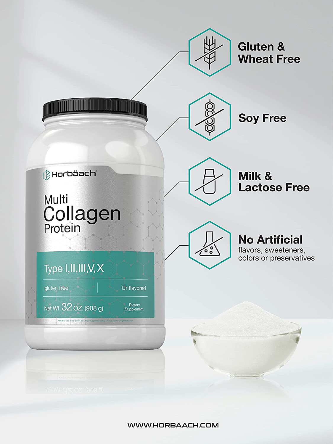 Horbaach Multi Collagen Protein Powder - 908 g