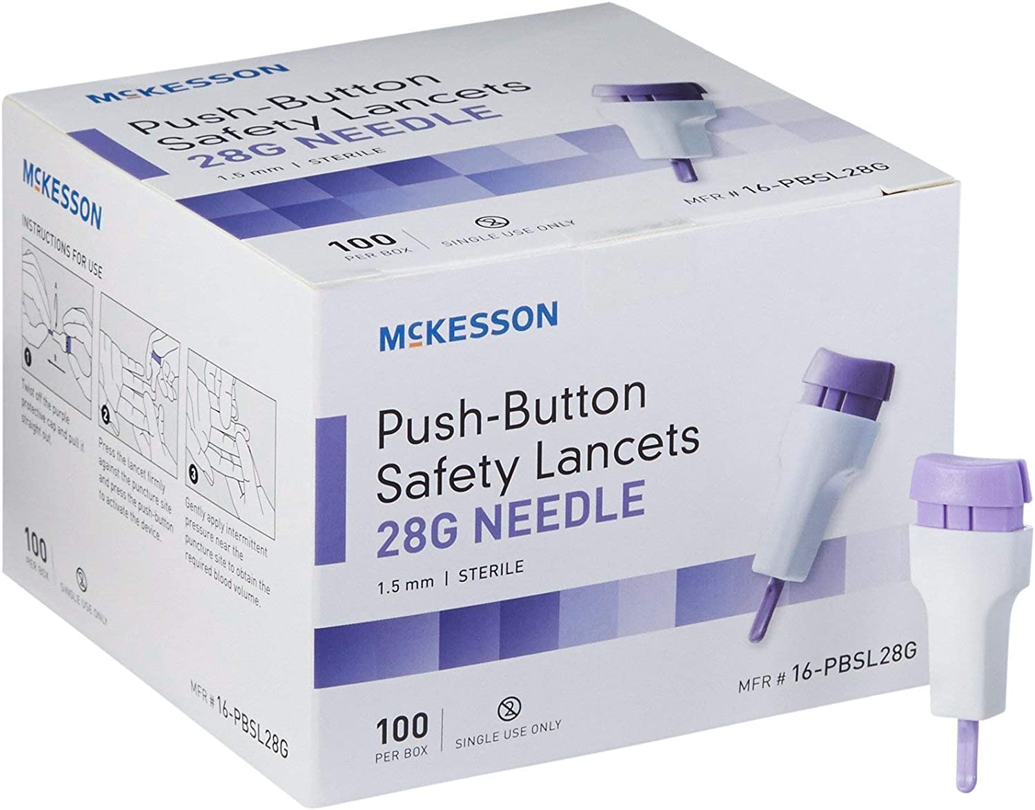 Mckesson Push Button Safety Lancets - 100 Count-0