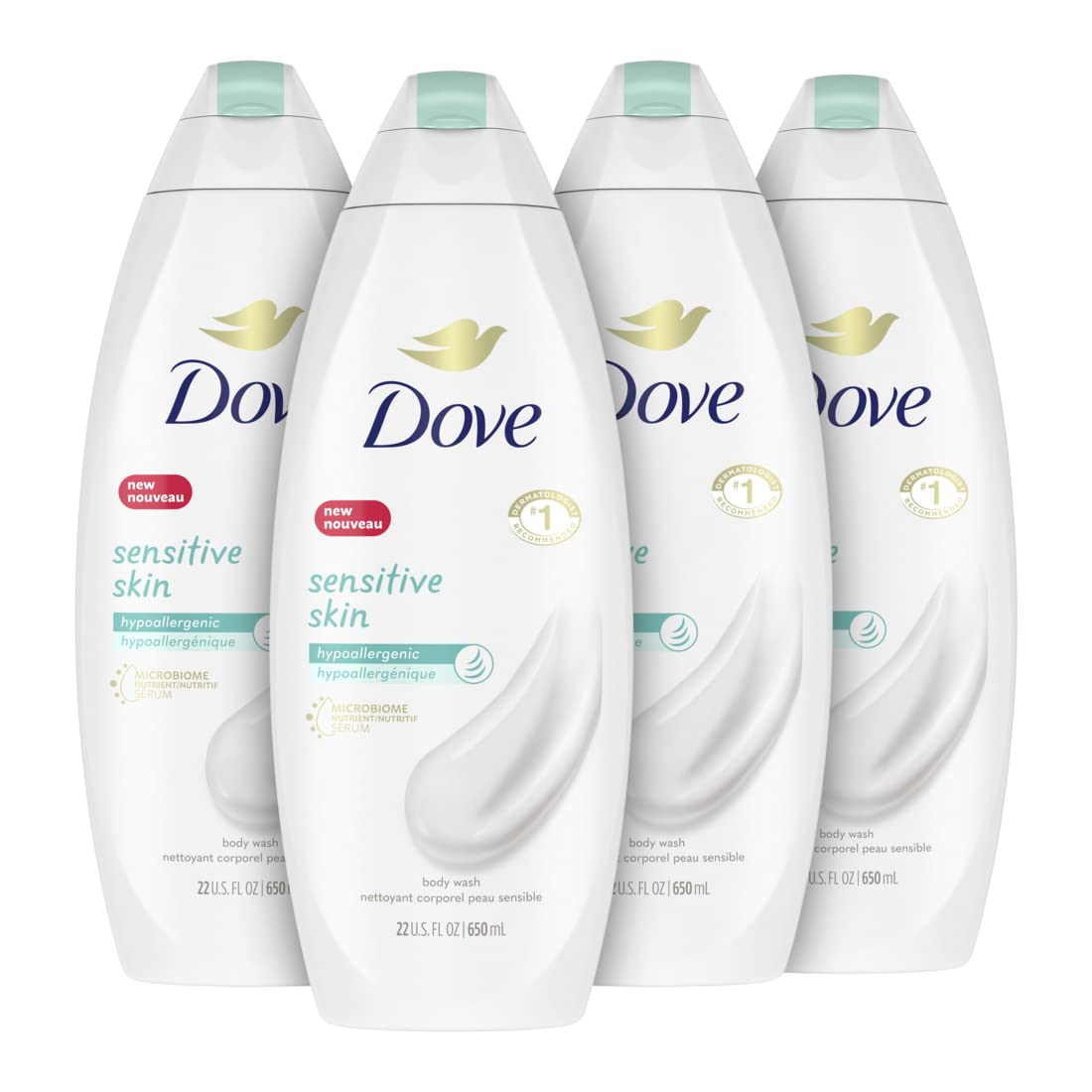 Dove Hypoallergenic Body Wash 4 Pack - 650 ml