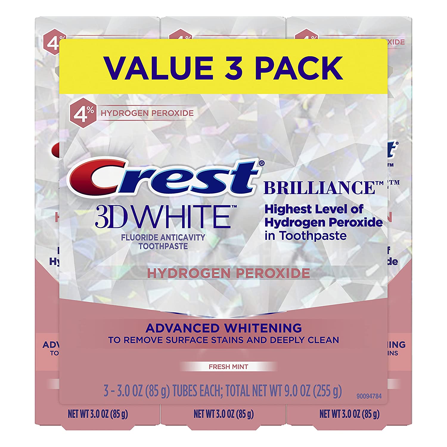 Crest 3D White  Hydrogen Peroxide Toothpaste - 3 Oz - 3'lü Paket