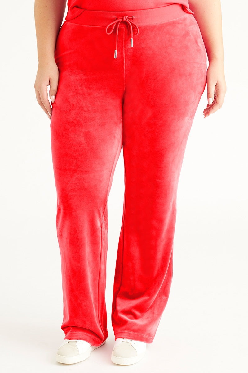 Juicy Couture PLUS-SIZE OG BIG BLING VELOUR TRACK PANTS - Coco Red