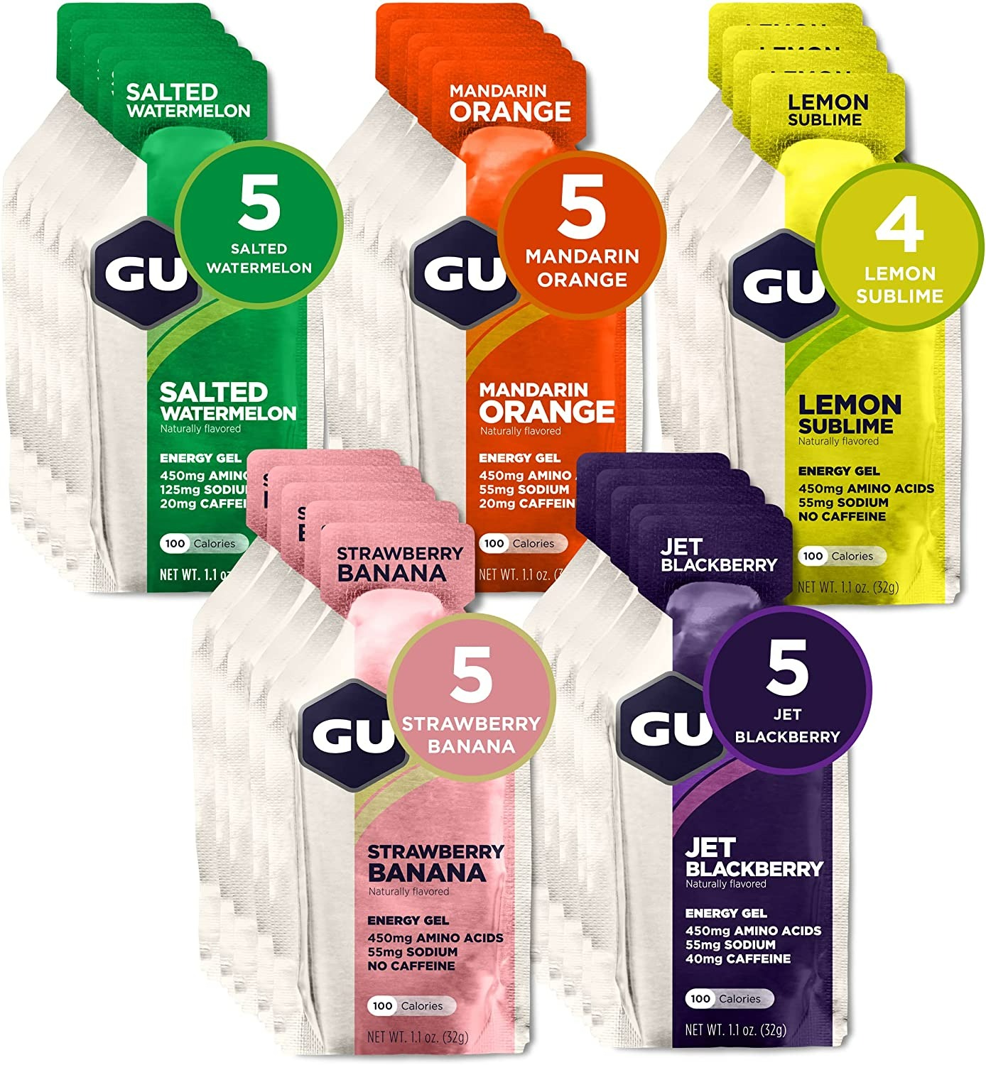 Gu Energy Original Sports Nutrition Energy Gel Assorted Fruity Flavors - 24 Count-0