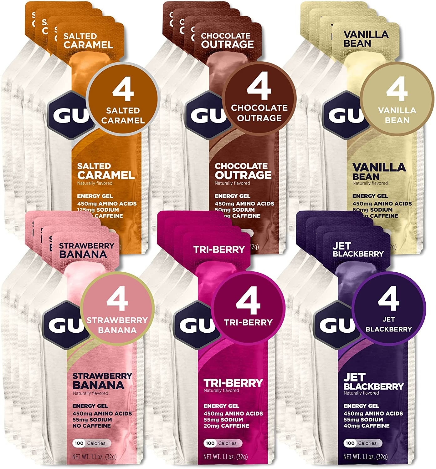 Gu Energy Original Sports Nutrition Energy Gel Assorted Flavors - 24 Count