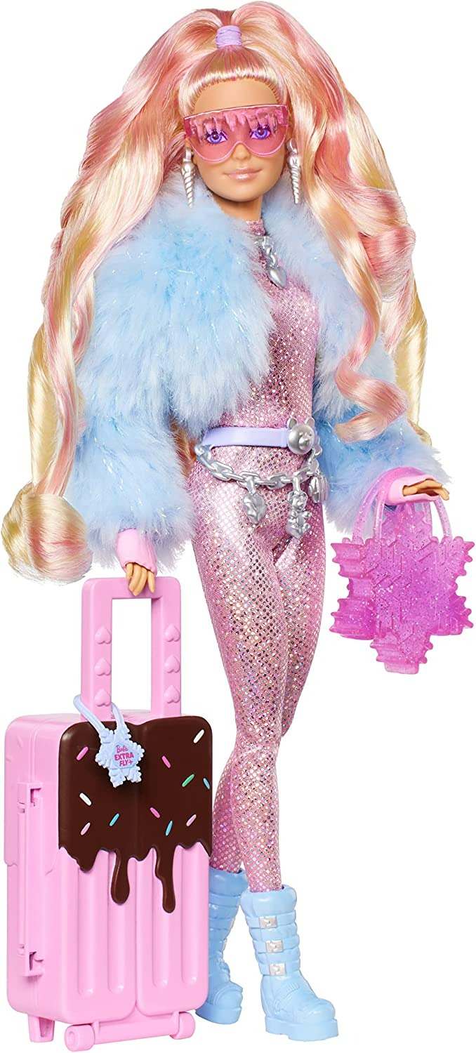 Travel Barbie Doll with Wintery Snow Fashion-2