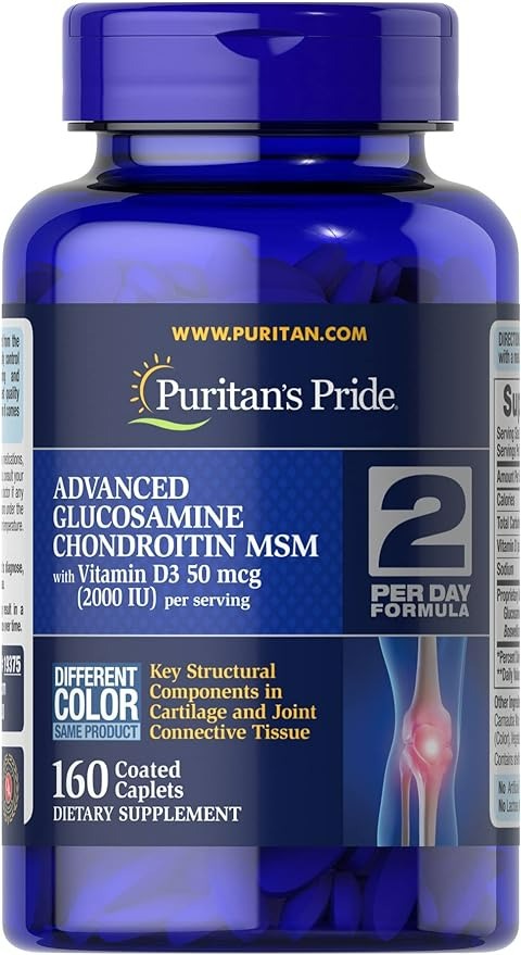Puritan's Pride Triple Strength Glucosamine Chondroitin with Vitamin D3 Caplets - 160 Adet