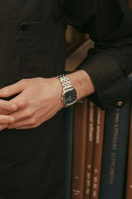 Breda Visser 1737 Square Wrist Watch with Stainless Steel Bracelet, 35MM-2