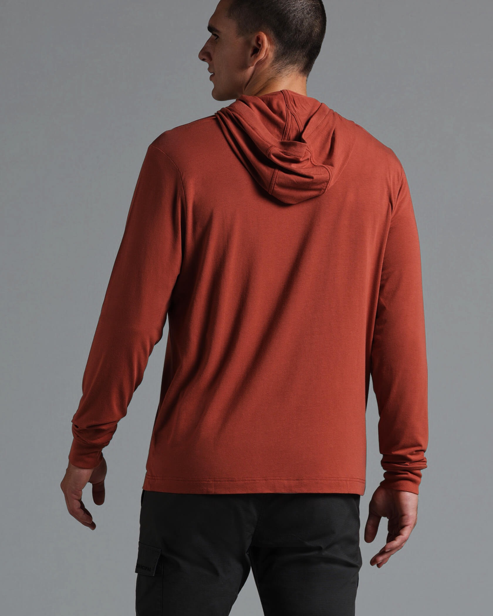 Municipal Enduro Stretch LS Hooded T-Shirt - Mineral Red-1