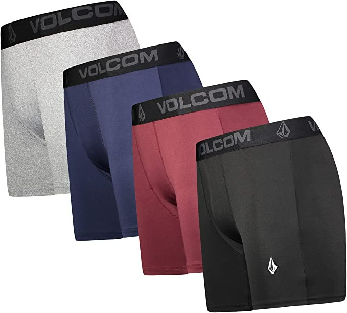 Volcom Mens Boxer Briefs Poly Spandex Boxer Briefs Underwear - 4 Adet - Large-0
