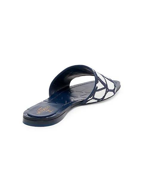 Valentino Garavani Toile Iconographe Leather Slide Sandals-1