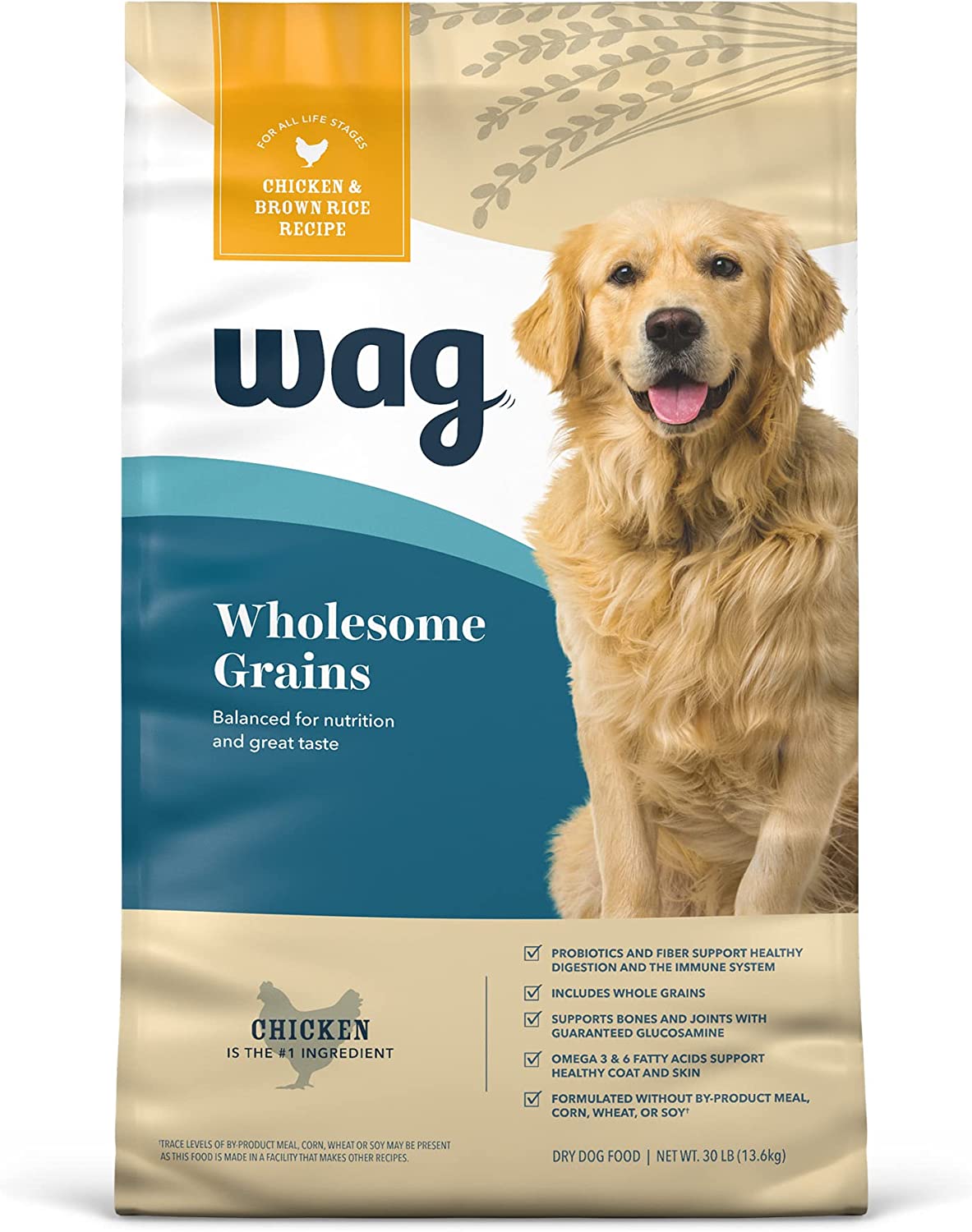 Wag Wholesome Grains Dry Dog Food -  Chicken - 30 Lbs