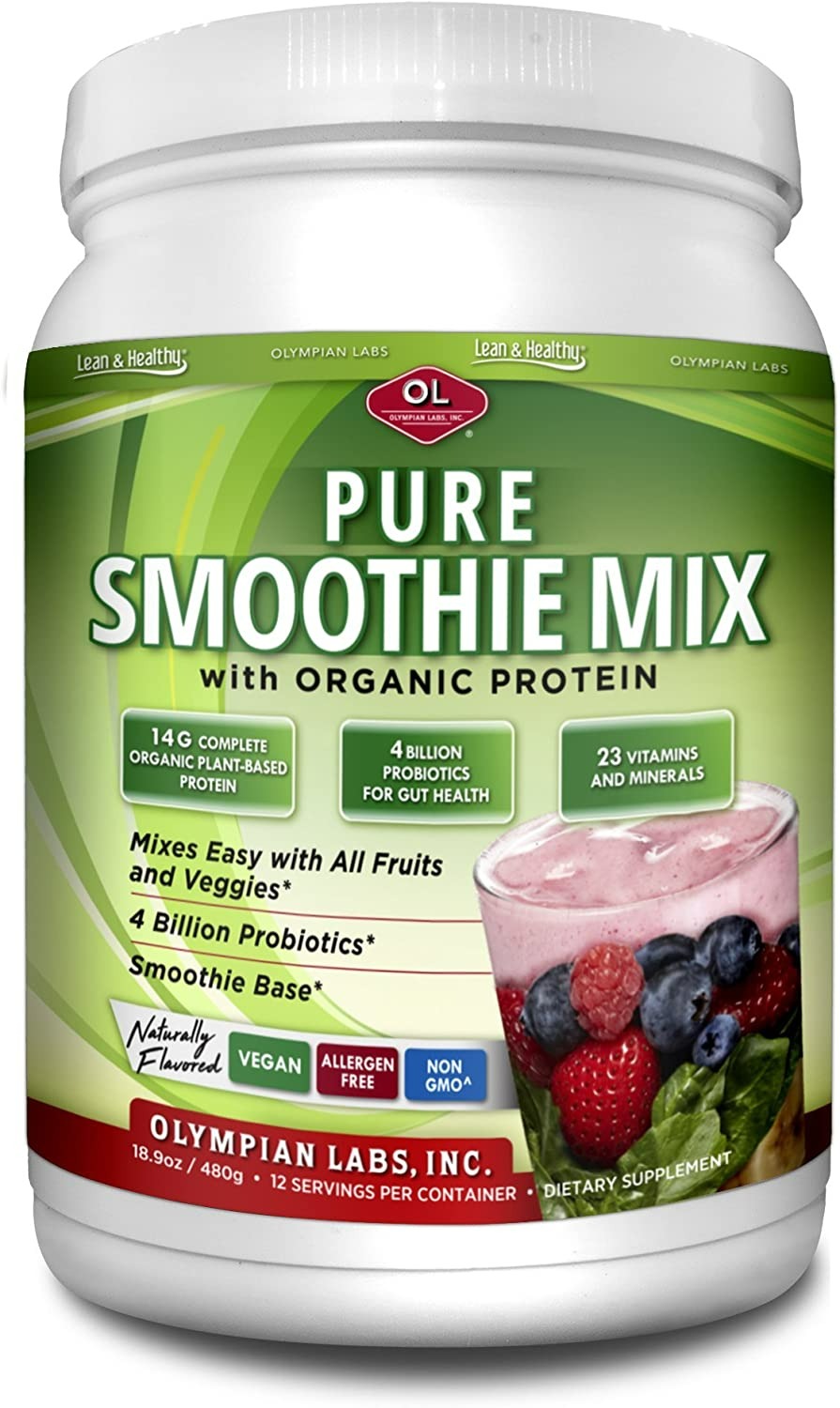 Olympian Labs Pure Smoothie Mix Organic Vegan Protein Powder - 18.9 Oz-0