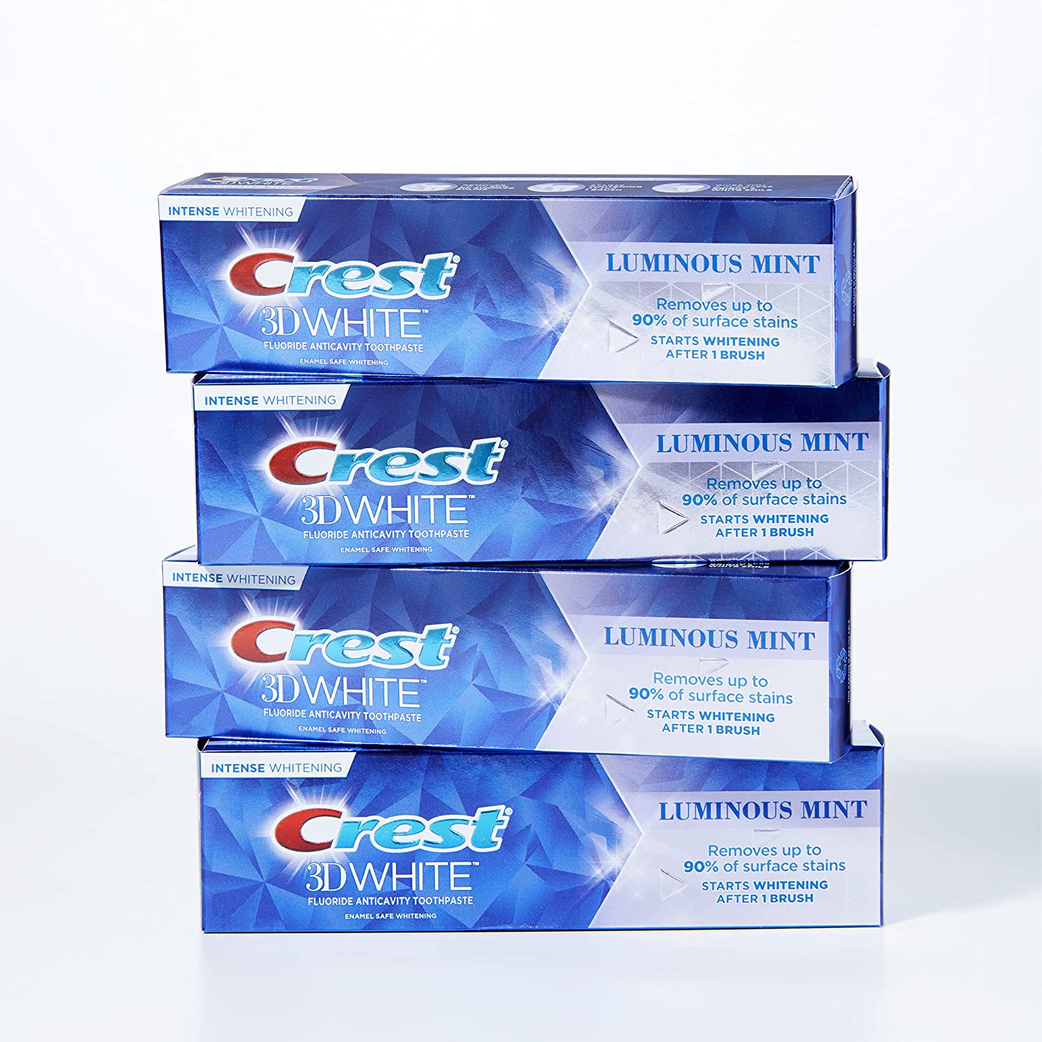 Crest 3D White Luminous Mint Toothpaste, 3.7 Oz - 4'lü Paket