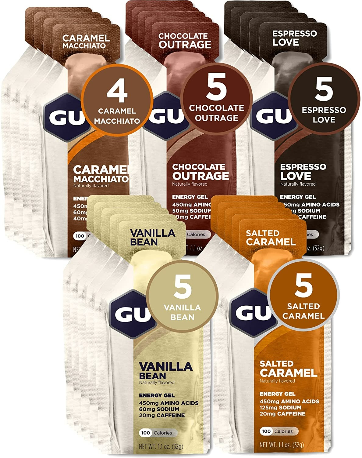 Gu Energy Original Sports Nutrition Energy Gel Assorted Indulgent Flavors - 24 Count-0
