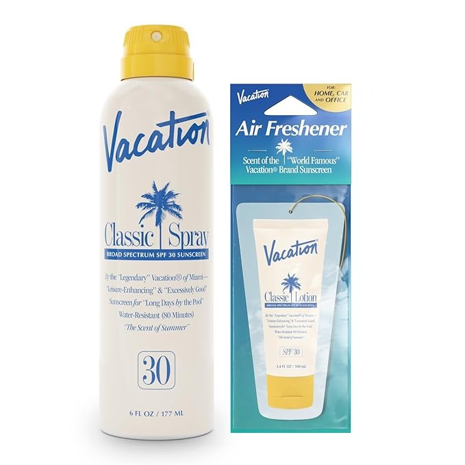 Vacation Classic Spray Sunscreen SPF 30 + Air Freshener Bundle - 6 Fl Oz