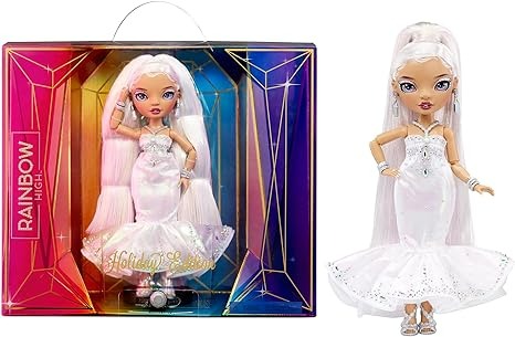 Rainbow High 2022 Holiday Edition Roxie Doll with Multicolor Hair and Iridescent Gown-0