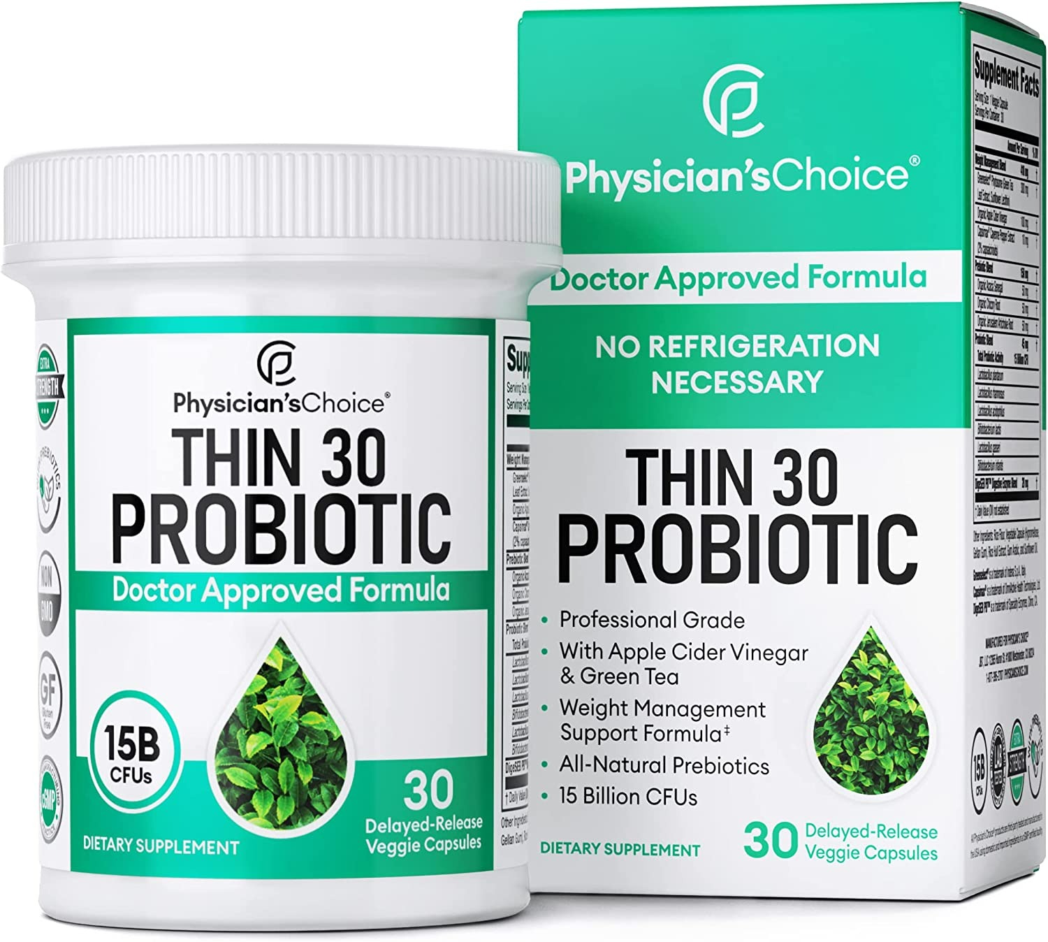 Physician's Choice Probiotics for Weight Management & Bloating- 6 Probiotic Strains - 30 Adet