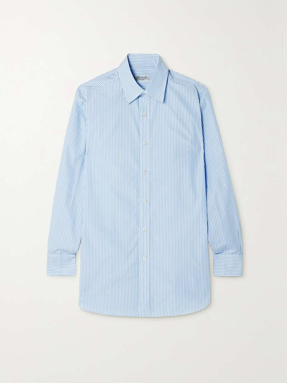 Charvet Striped Cotton-Poplin Shirt - Blue-0