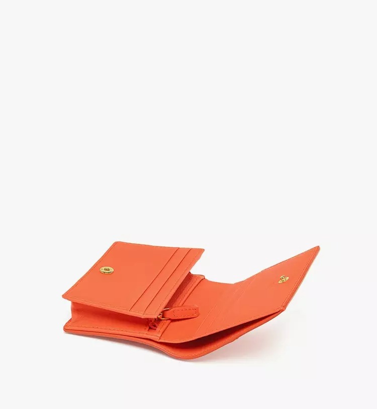 MCM Diamond Snap Wallet in Spanish Calf Leather - Orange-1