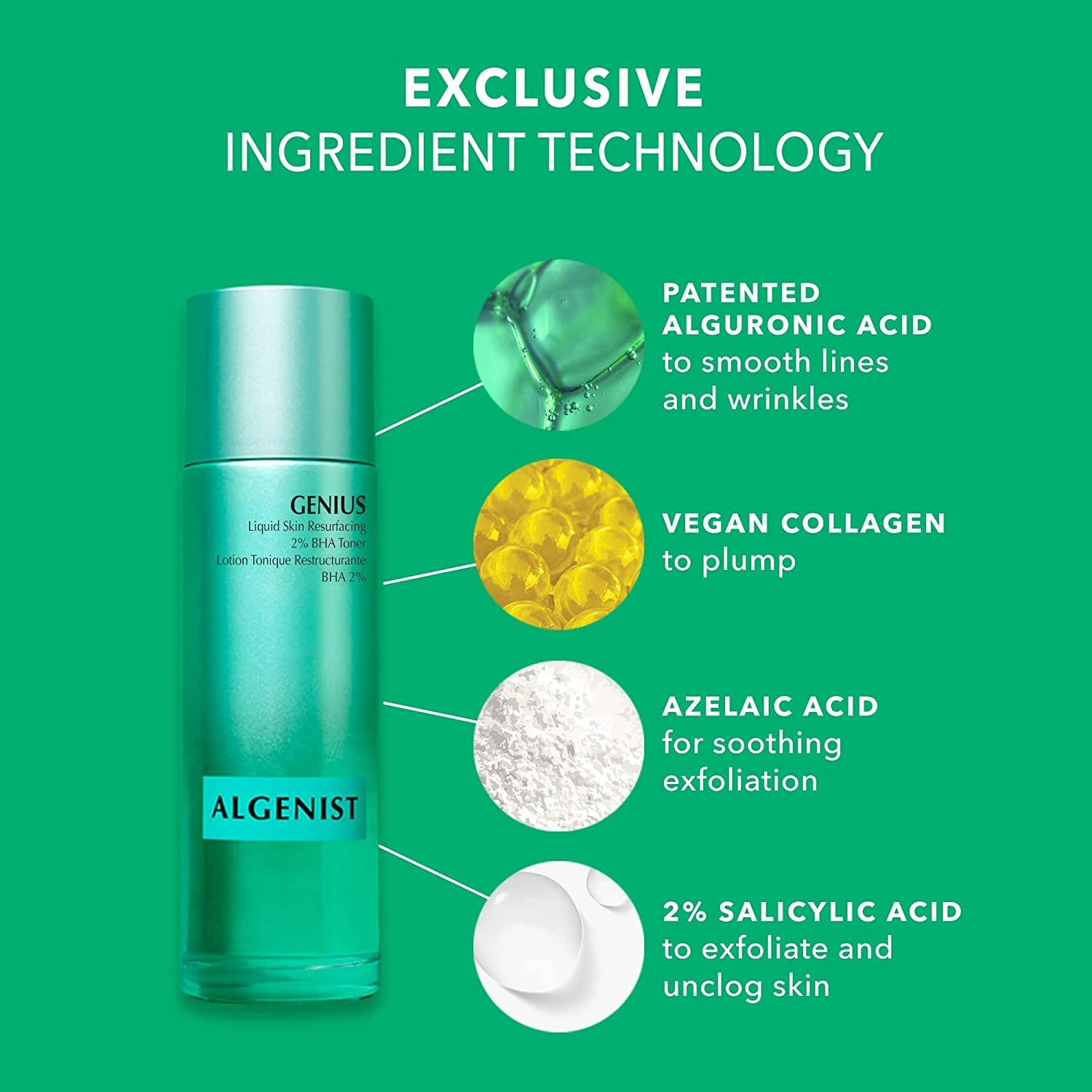 Algenist Genius Liquid Skin Resurfacing 2% BHA Toner - 3.4 Fl Oz-1