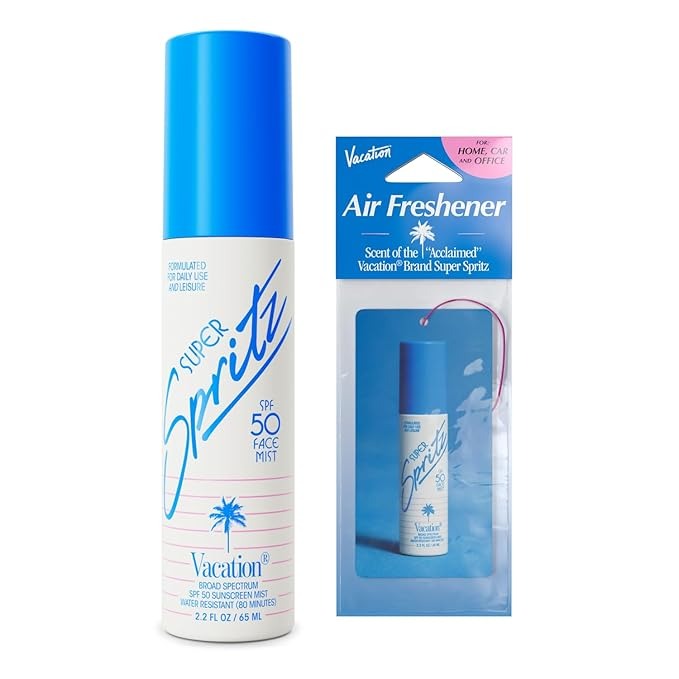 Vacation Super Spritz SPF 50 Sunscreen Face Mist + Air Freshener Bundle - 2.2 Fl Oz
