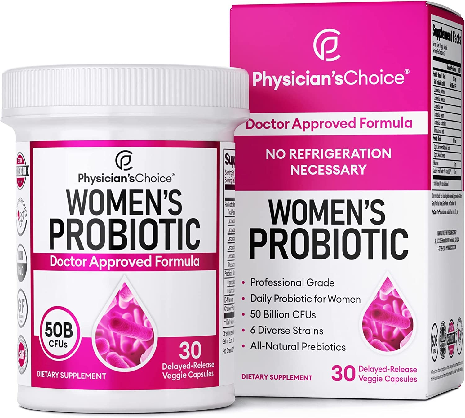 Physician's Choice Probiotics for Women with Organic Prebiotics - 50 Billion CFU - 30 Adet-0