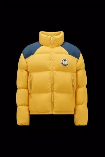 Moncler Nevis Shoert Down Jacket - Yellow & Blue