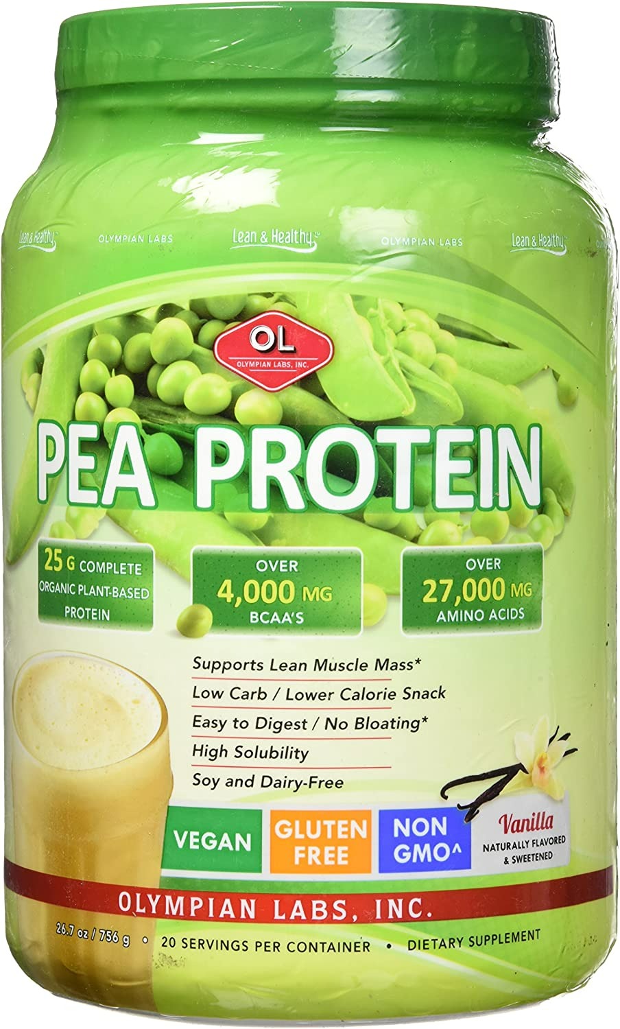 Olympian Labs Plant Based Pea Protein Powder - Vanilla - 26.7 Oz-0