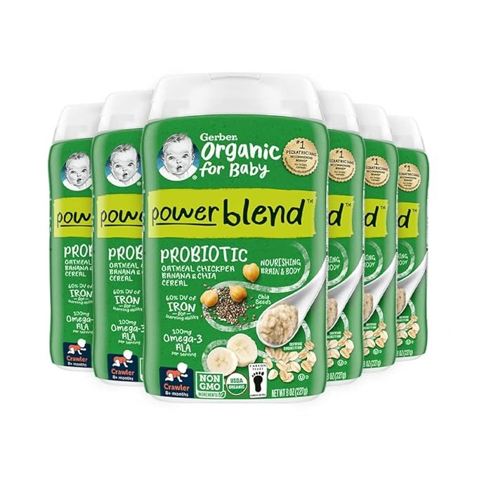 Gerber Organic Baby Food Probiotic Oatmeal Chickpea Banana & Chia Cereal - 8 Oz - 6'lı Paket