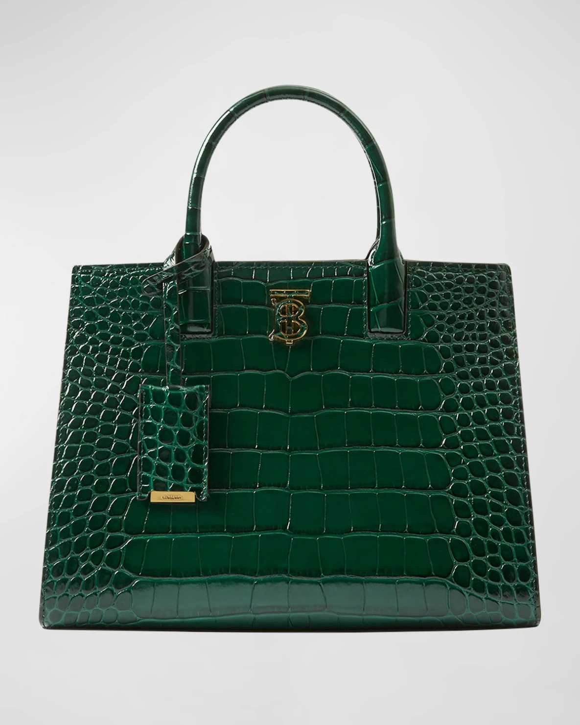 Burberry Frances Croc-Embossed Top-Handle Bag