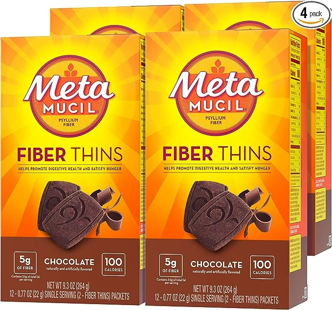 Metamucil Fiber Thins, Daily Psyllium Husk Fiber Supplement - 4'lü Paket