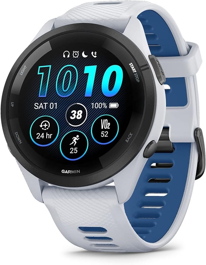 Garmin Forerunner 265 Running Smartwatch - Whitestone and Tidal Blue-0