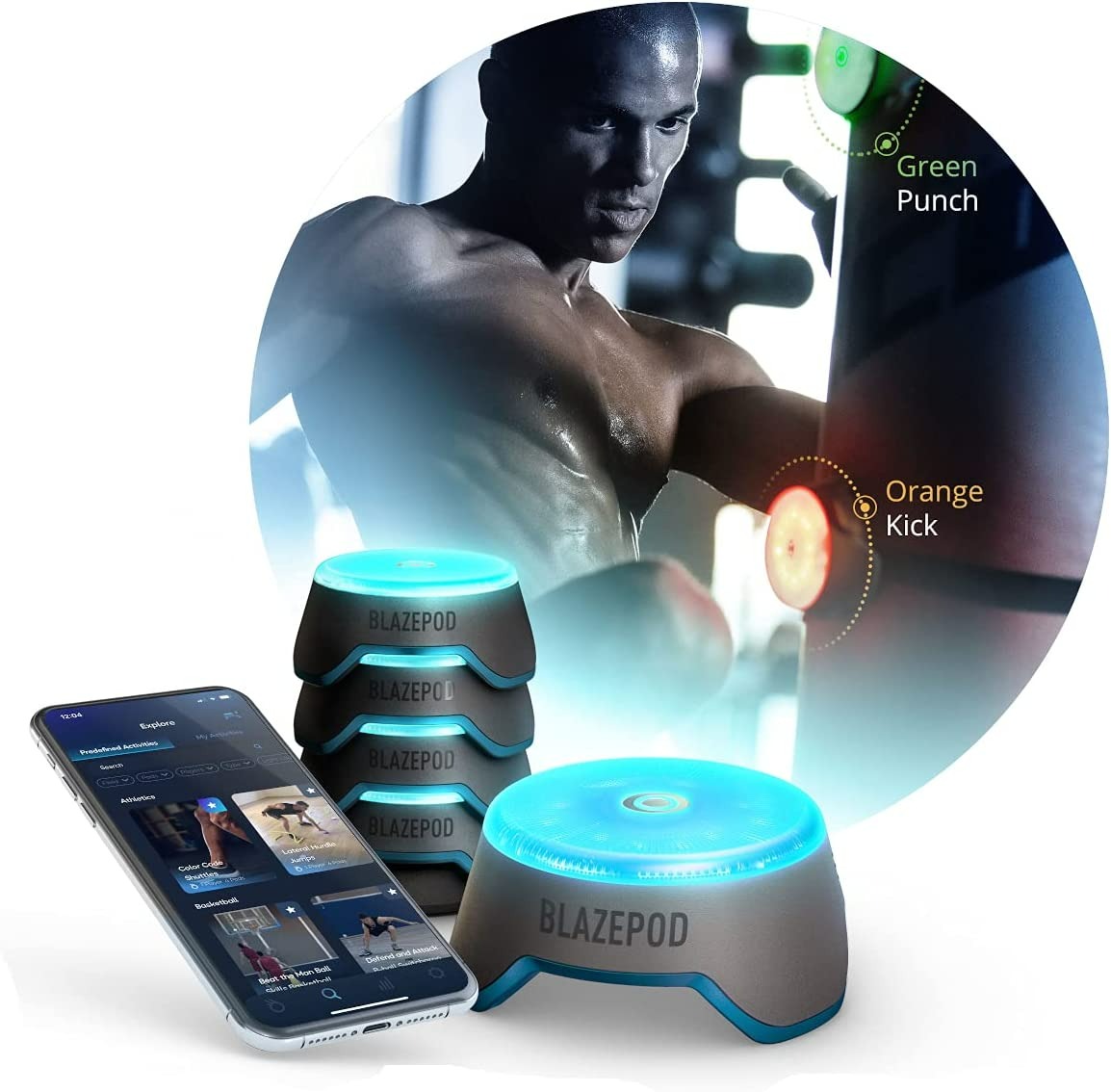BlazePod LED Flash Reflex Training Pods for Boxing & Martial Arts Sports - 4 Pods