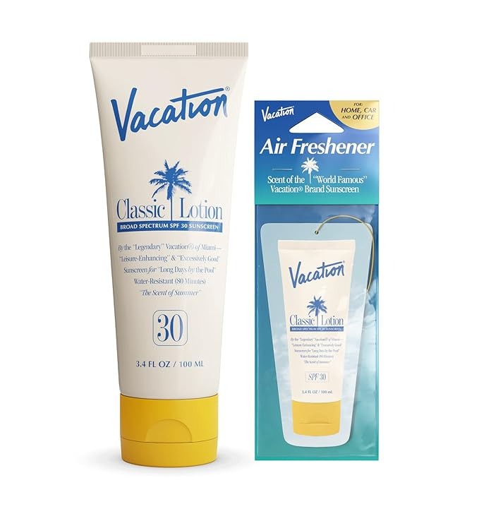 Vacation Classic Sunscreen Lotion SPF 30 + Air Freshener Bundle - 3.4 Fl Oz