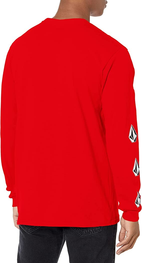 Volcom Men's Iconic Deadly Stones Long Sleeve T-Shirt - Kırmızı-1