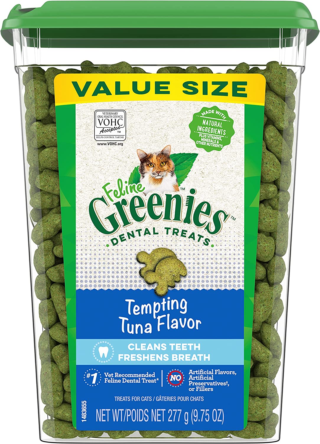 Greenies Feline Natural Dental Care Cat Treats - Tuna - 9.75  Oz-0
